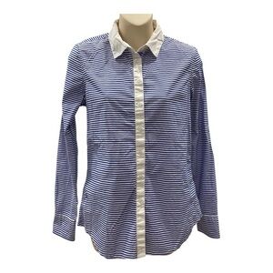 Tommy Hilfiger Women’s Striped Stretch Shirt Size S/P Classic Blue & White